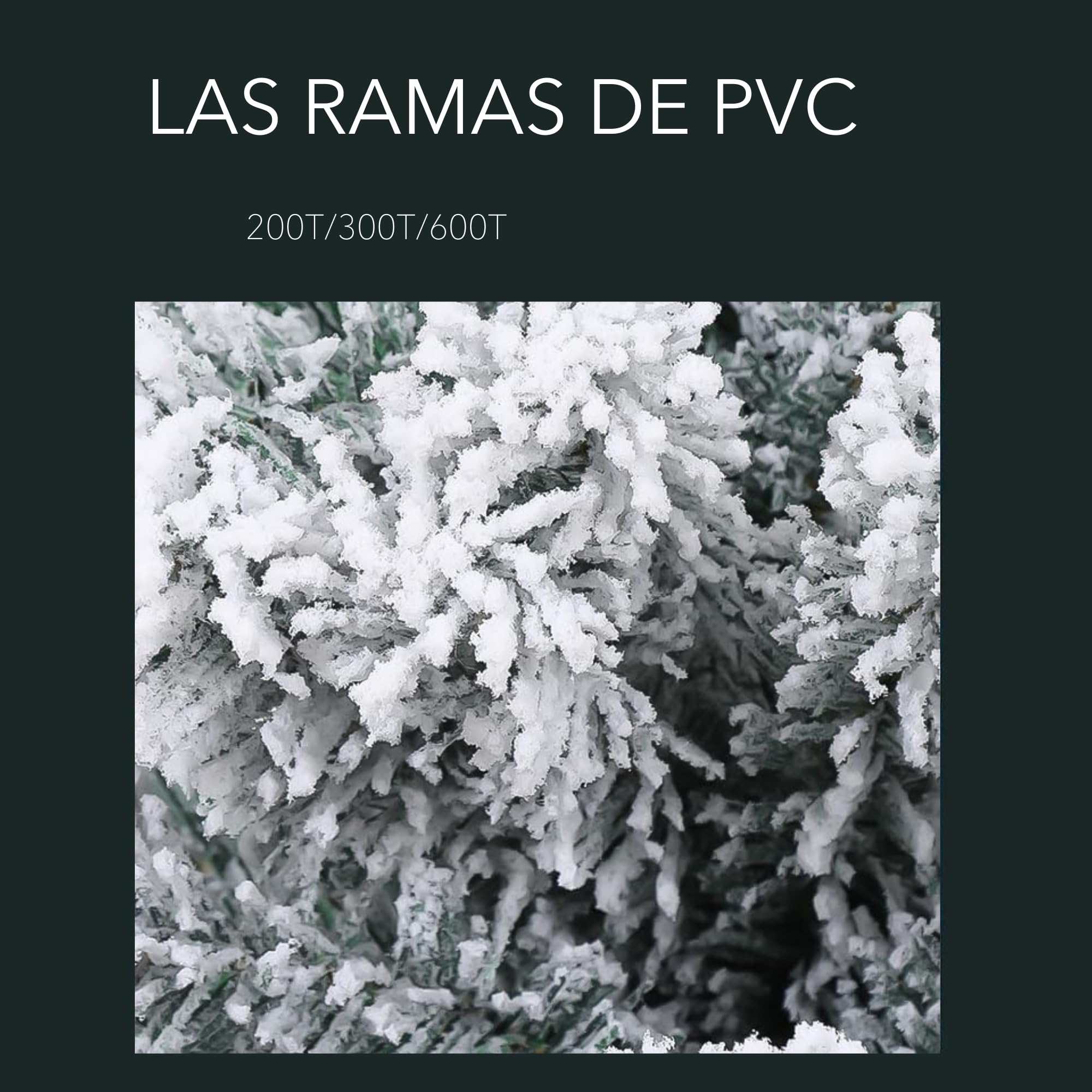 Carnavalife, Arbol Navidad Flocado, Arbol Navidad con Nieve, Decoración de Navidad Artificial, Blanco con Base Metálica, Arbol Navideño nevado (150CM 300T)