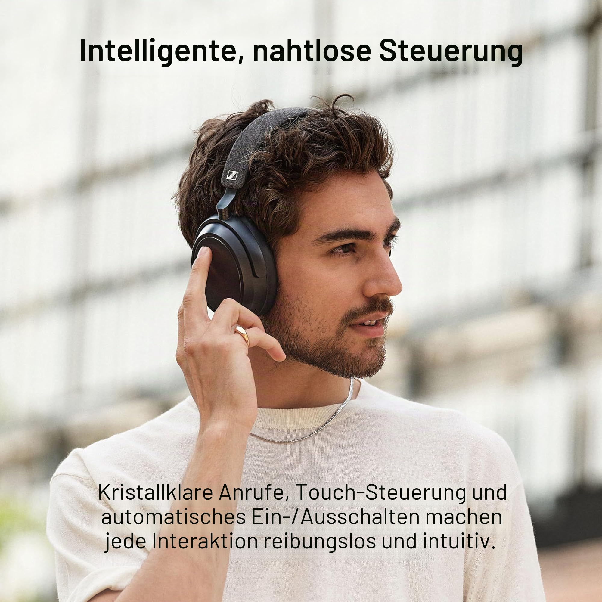 Sennheiser MOMENTUM 4 Wireless Noise Cancelling Headphones – Bluetooth Kopfhörer Headset für kristallklare Anrufe mit adaptiver Geräuschunterdrückung, Over-Ear, 60 h Akku, faltbar, Graphit