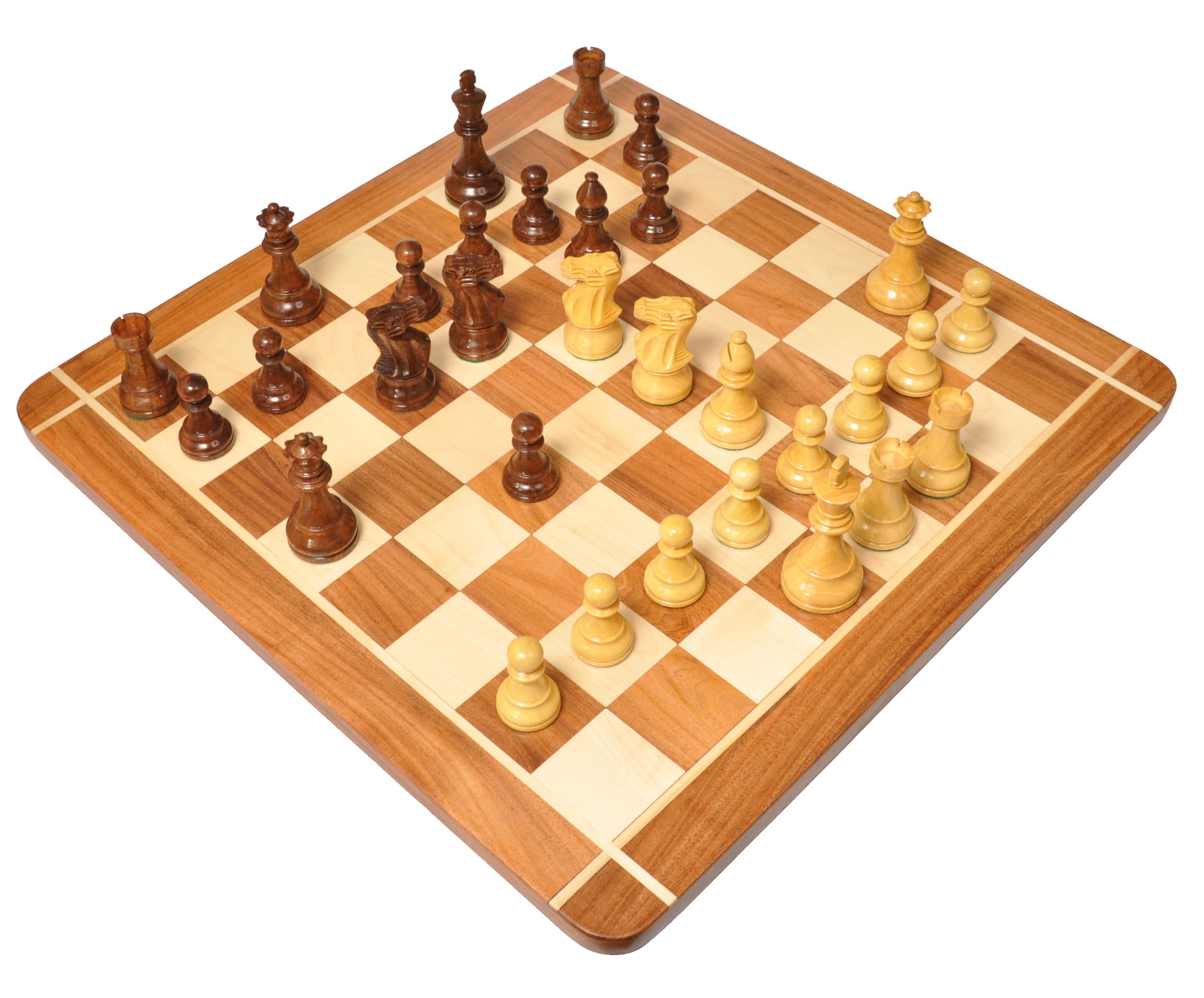 PALM ROYAL HANDICRAFTS 23" x 23" inches Chess Board Set Wooden with Chessmen King Size 4.25" Made with Indian Sheesham Wood with 32 Chessmen Pieces and 2 Extra Queens 23" x 23" inches