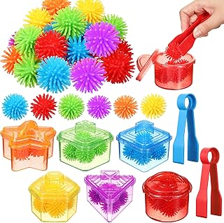 Wettarn Fine Motor Toys Sensory Bin Filler Sensory Sorting Toys with Boxes and Spiky Hedge Balls Preschool Math Learning Activities Fine Motor Skills for Educational Boy Girl