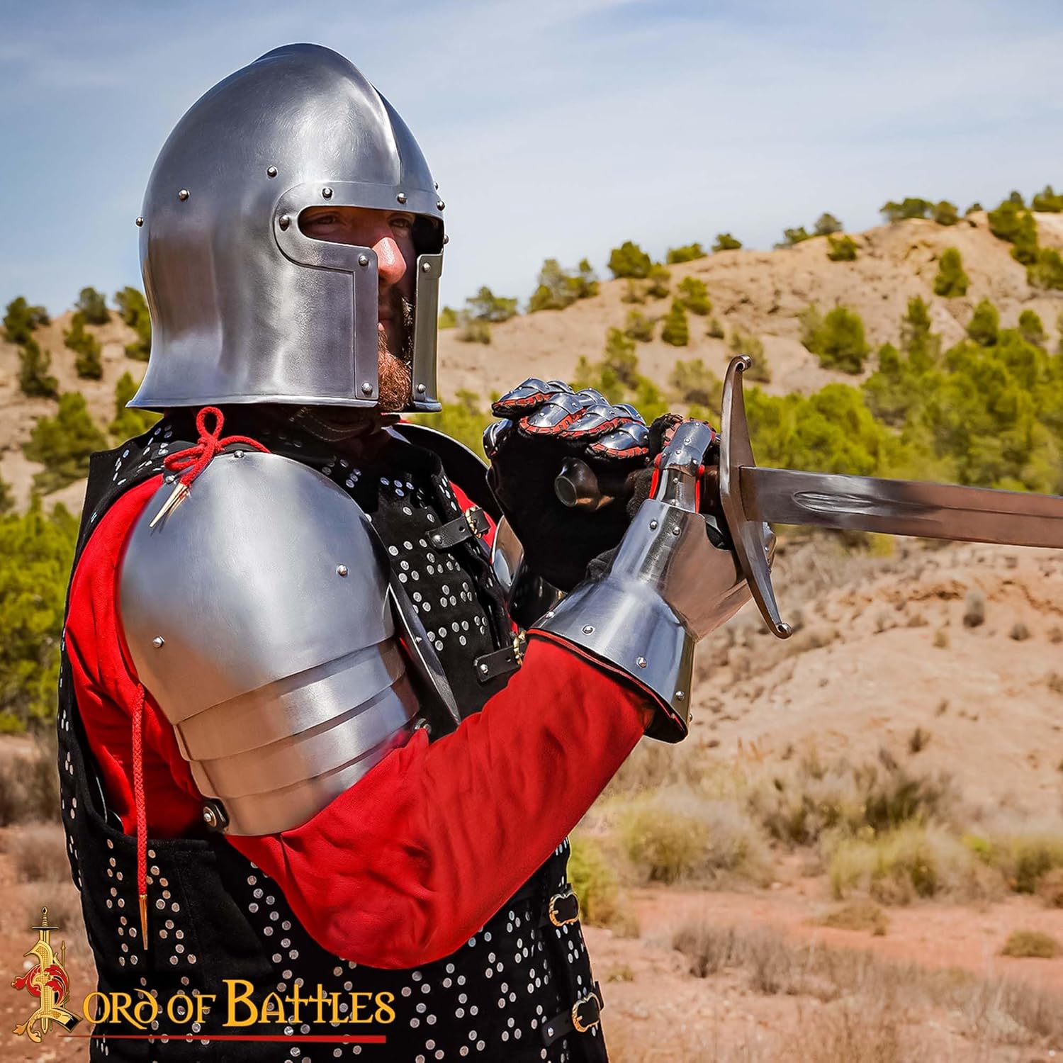 15th Century Gothic Steel Pauldrons – Medieval Shoulder Armor – Articulated Knight Plate with Rondel – Reenactment, LARP - Image 2