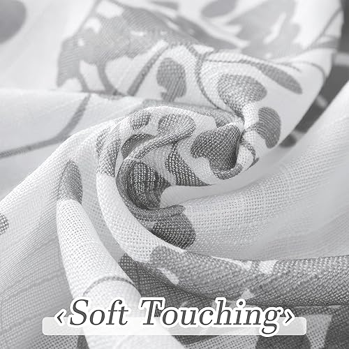 Miniatura 4 de Metro Parlor Cortina gris para puerta de ventana de 100 pulgadas, extra ancha, semitransparente, panel para puerta corrediza de vidrio, patrón