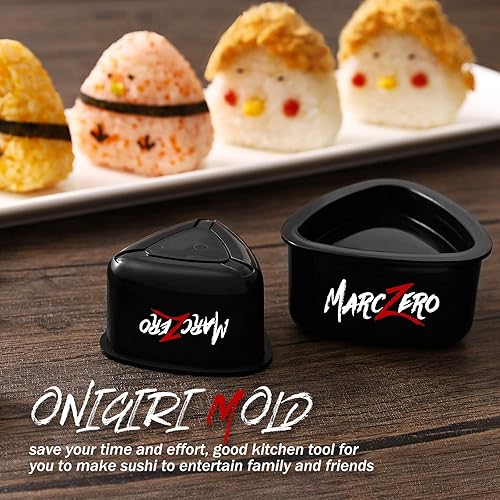 Miniatura 4 de MarcZero Kit de fabricación de sushi, rodillo de bazuca 22 en 1 con alfombrilla de bambú, cuchillo, palillos, moldes, máquina de bricolaje para