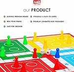 Ankit Toys & Games Jeu de société 2-en-1 Ludo & Serpents et Échelles – Grand plateau pliant double face de 38 x 38 cm, jeu classique pour 4 joueurs, famille, enfants et adultes 6+, ensemble de jeu intérieur (Jaune)