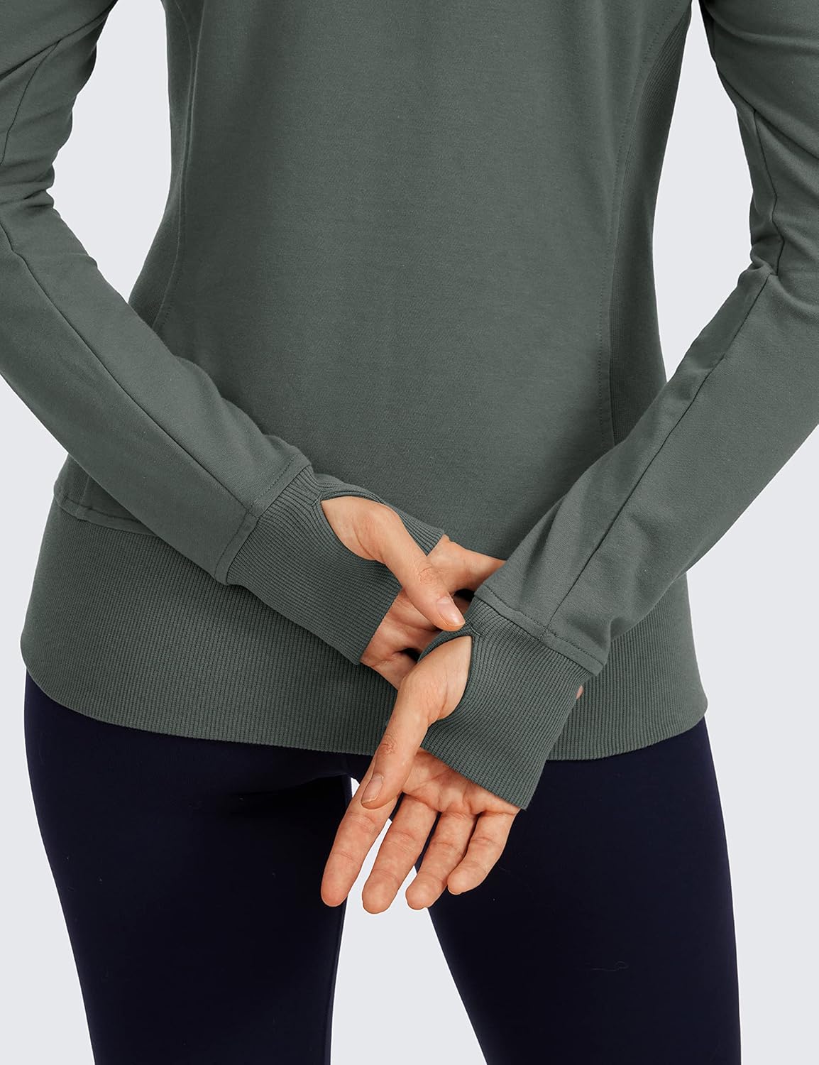 CRZ YOGA Women's Full Zip Hooded Sweatshirts Workout Sweat Jackets Slim Fit Running Track Hoodies with Thumbholes - Image 3