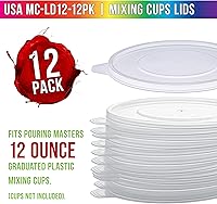 Vista 2 de Pouring Masters Paquete de 12 tapas de vaso mezclador para tazas medidoras graduadas de plástico de 12 onzas (11.8 fl oz), parte superior de sello