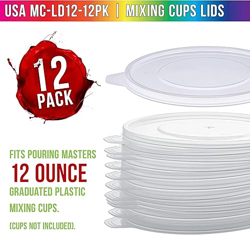 Miniatura 2 de Pouring Masters Paquete de 12 tapas de vaso mezclador para tazas medidoras graduadas de plástico de 12 onzas (11.8 fl oz), parte superior de sello