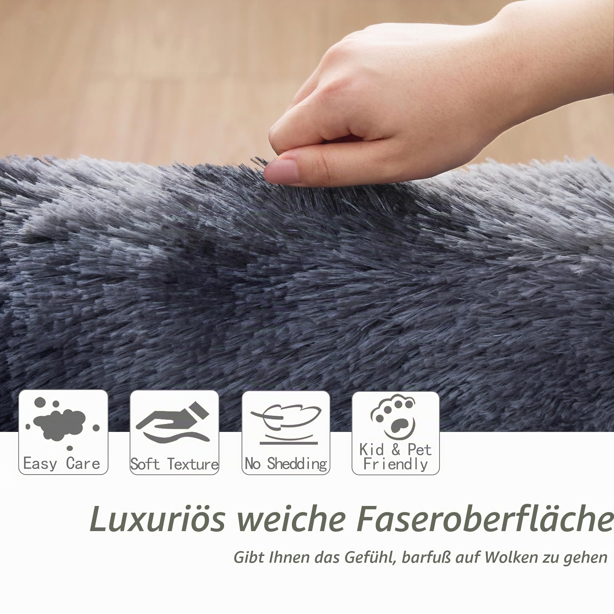 Teppich Wohnzimmer Flauschiger Waschbar Schlafzimmer Bettvorleger 160x230cm Hochflor Teppich Anti-Rutsch-Flauschiger Moderner Teppiche Flauschig Weich Teppiche für Kinderzimmer/Wohnzimmer
