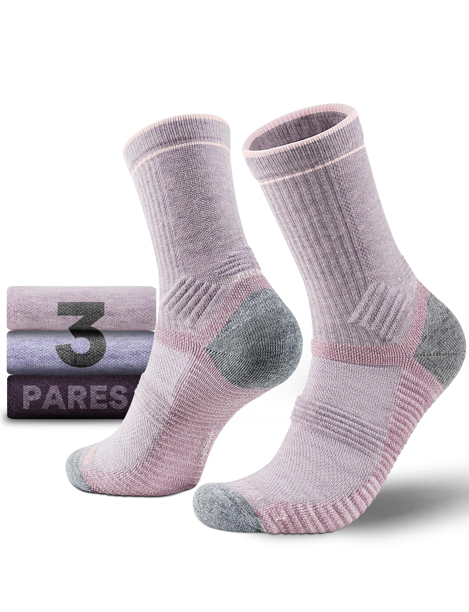 Juclise Calcetines de senderismo de invierno Seamless de lana merino, con amortiguación y que absorben la humedad.