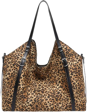 Leopard Print Tote Handbag for Women Cheetah Animal Pattern Nylon Shoulder Purse Bags