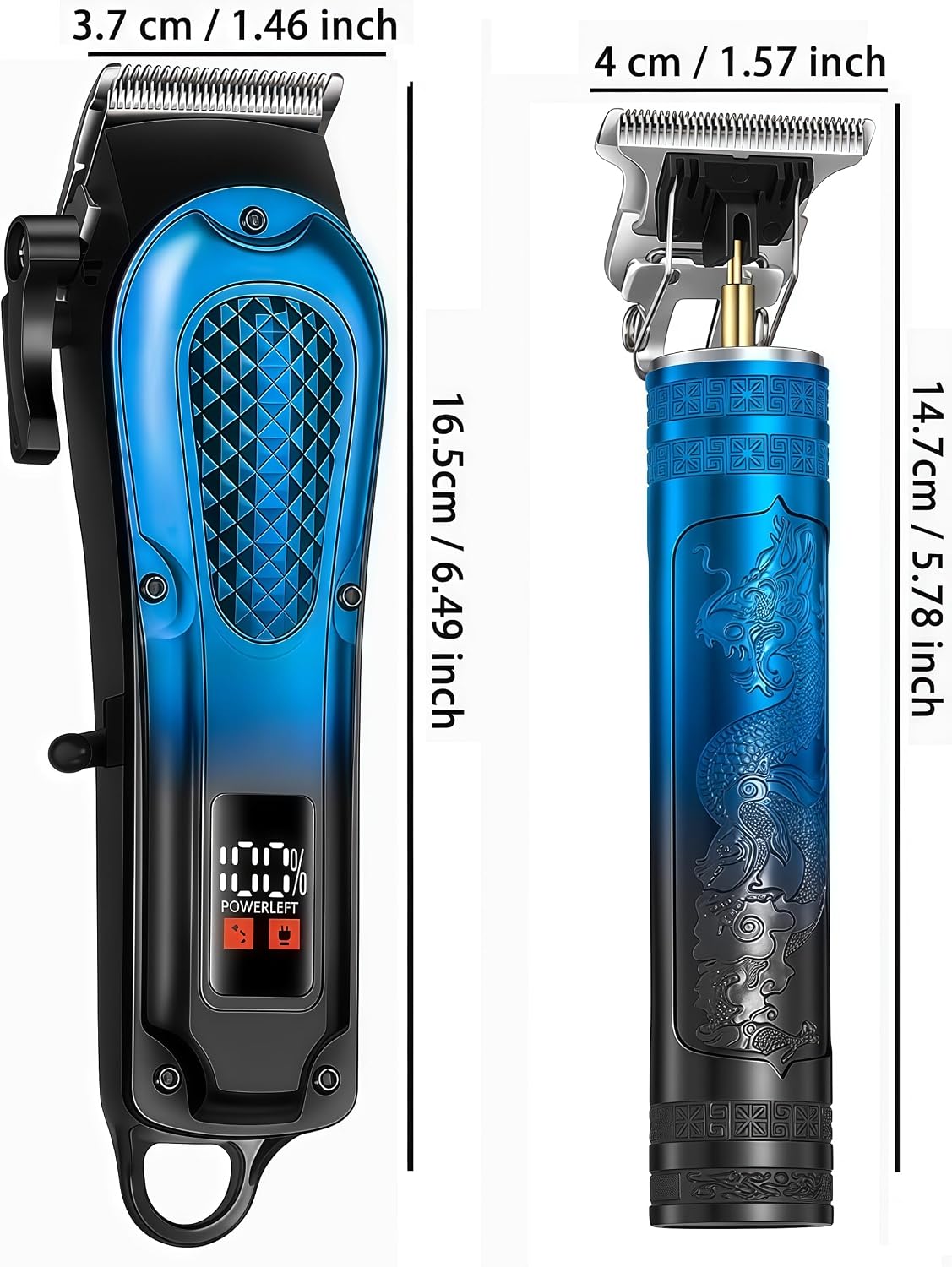 Hair Clippers Set for Men, Hair Clippers & T-Blade Trimmers, R-Type Adjustable Blade, Hair Cutting Kit, Suitable for Beginners (Blue)