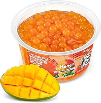 INSPIRE FOOD Popping Boba Pearls for Bubble Tea - Mango - 450gm
