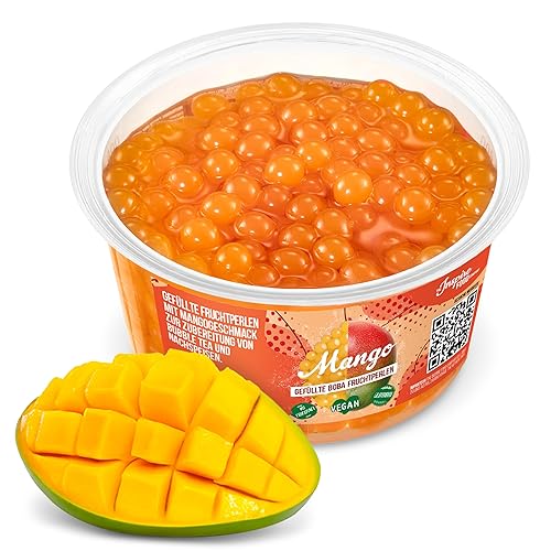 INSPIRE FOOD Bubble Tea Perlen Mango für Bubble Tea | Popping boba Perlen, Tapioka Fruchtperlen und Boba Perlen - 100% vegan und glutenfrei, ohne künstliche Farbstoff, 450g - Mango - 450 g (1er Pack)