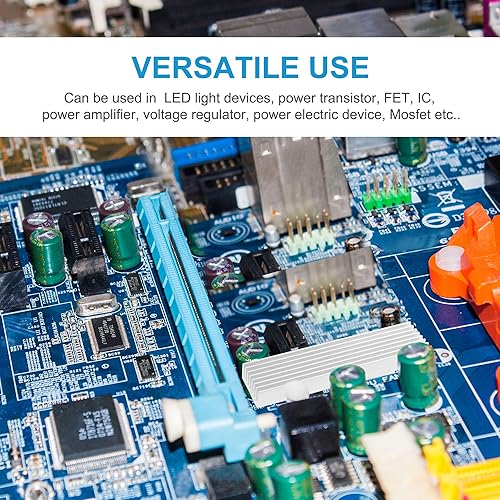 Vista 7 de uxcell 5 unidades de disipador de calor de aluminio, radiador de aluminio en tono plateado, disipador de calor de aletas de refrigeración
