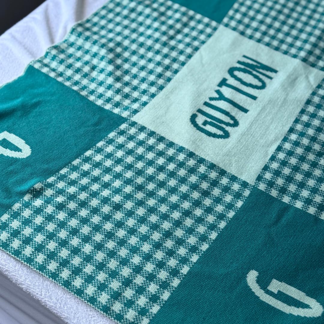 Personalized Signature Gingham Blanket – 100% Organic Cotton Customized Baby Blanket, Custom Name, Bassinet 30x40, Gift for Baby Shower, Birthday Present, Girls and Boys, Toddler Kids, Made In America