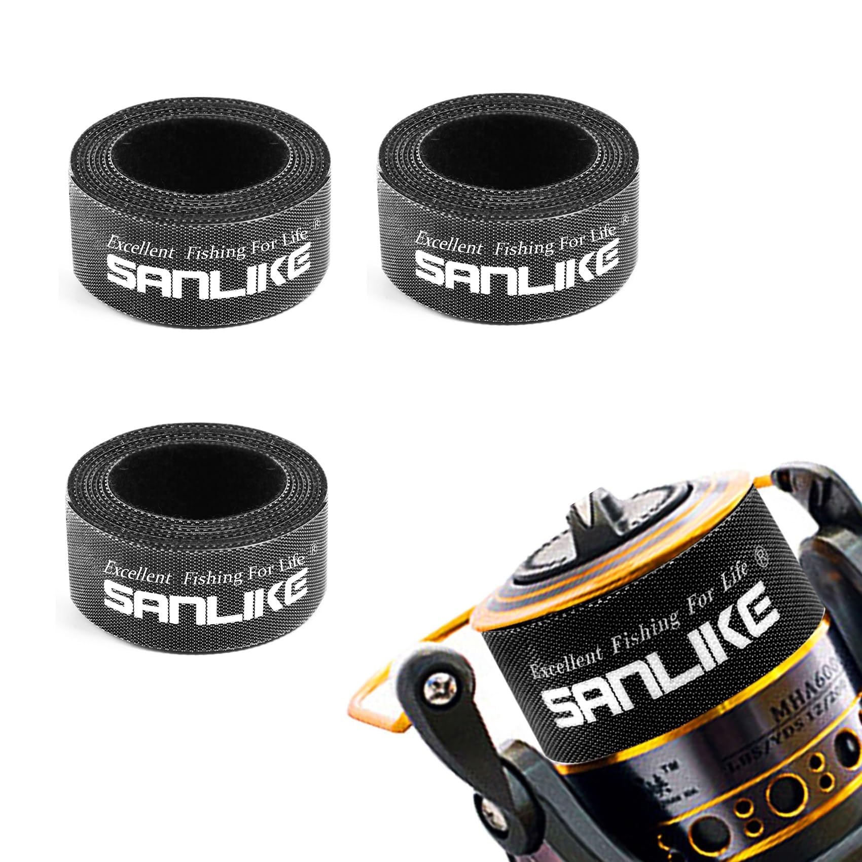 SANLIKE ロッドベルト スブールバンド スプールベルト マジックバンド 3点入 幅26mmx長さ1.5m 結束バンド 結束テープ マルチベルト 配線整理 自由にカット 配線まとめ ケーブル固定 線収納 荷物梱包 収納用 ブラック