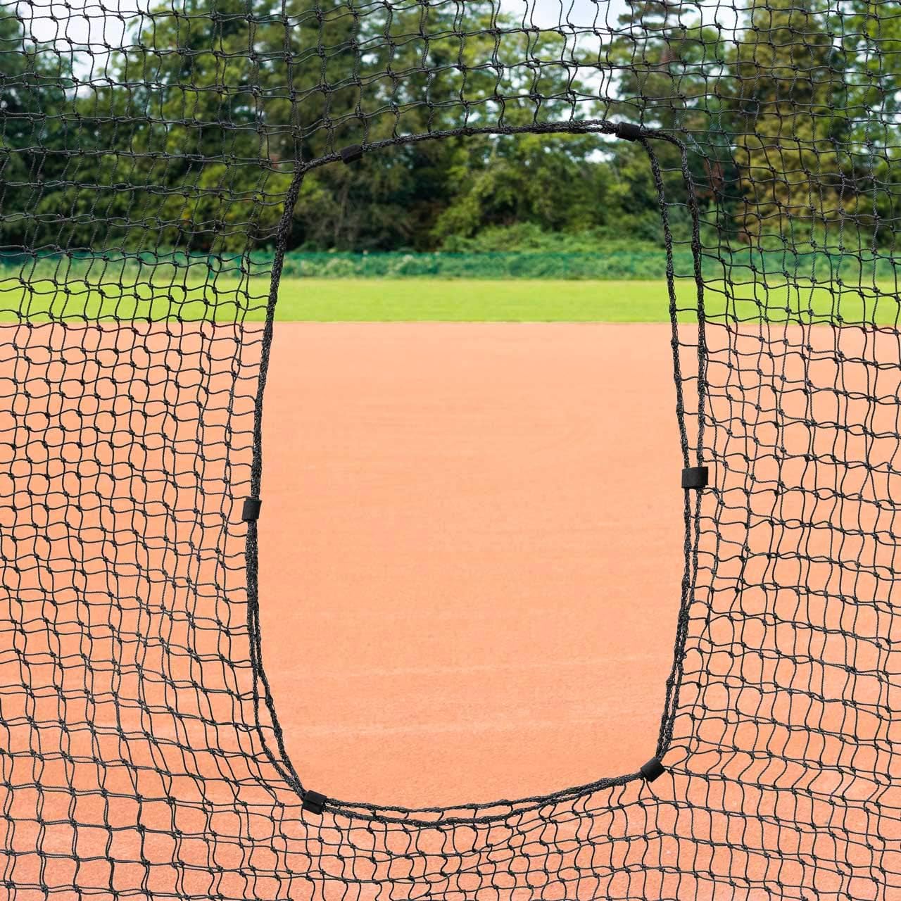 FORTRESS Pitching Screen – Perfect Net & Batting Technique for Pitchers Softball & Baseball - Pitching Screen with Cut-Out Through Net [7ft x 7ft]