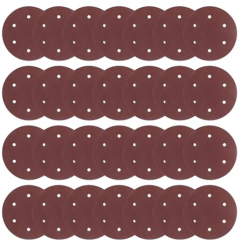 Waziaqoc 30 discos de lijado de 9 pulgadas (grano 80), papel de lija redondo de 6 agujeros con gancho y bucle para paneles de yeso, acabado de