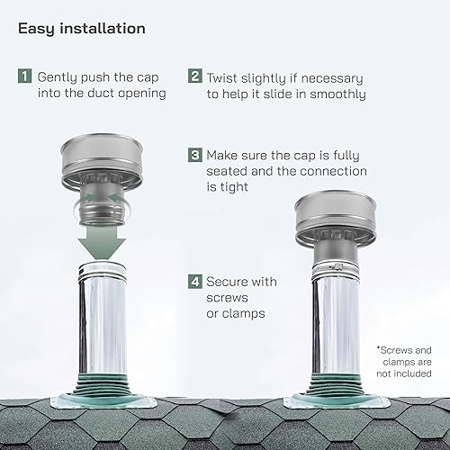 Miniatura 4 de Vent Systems Tapa redonda de ventilación de techo de acero galvanizado de 4 pulgadas, tapa protectora de escape redonda para todas las estaciones,