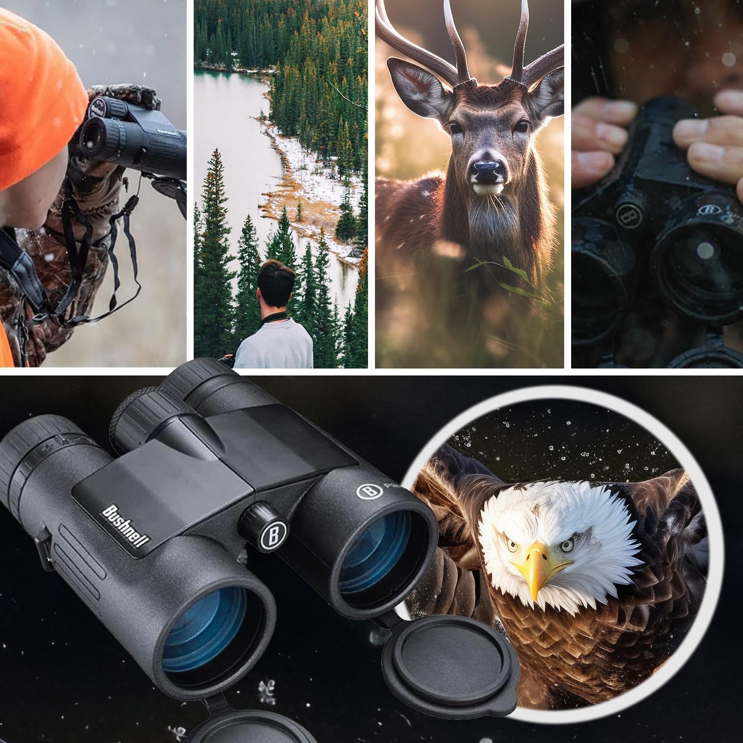 Bushnell 8x42 Black Roof Prism FMC, WP/FP, Twist-up Eyecups, Box 6L