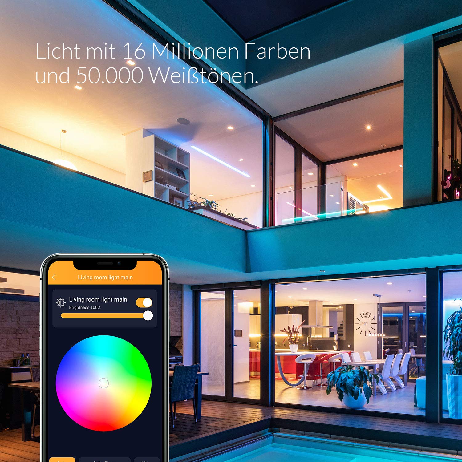 Eria GU10 Smart LED Spot, abstimmbares Farbigen und Weißen Licht, Functioniert, Hue*, SmarThings, Alexa (4th Gen), Google Assistant (Hub erforderlich) (2-Pack)