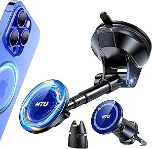 2025 Upgraded for Magsafe Car Mount [80LBS Strongest Suction & Military-Grade] Powerful Magnetic Cell Phone Holder for Car Dashboard Windshield for iPhone 16 15 14 Pro Max Mini (Dark Blue)