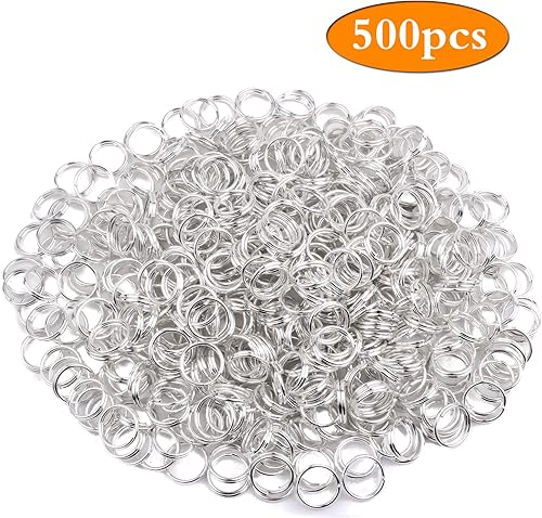 Vista 15 de Aylifu 200 anillos de metal divididos, anillos de salto de doble bucle chapados en níquel de 0.63 pulgadas, pequeños anillos de llavero de cristal