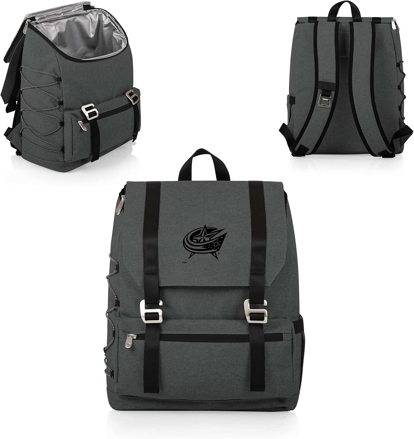 PICNIC TIME NHL Columbus Blue Jackets OTG Traverse Backpack Cooler, Soft Cooler Backpack, Hiking Backpack, (Heathered Gray)
