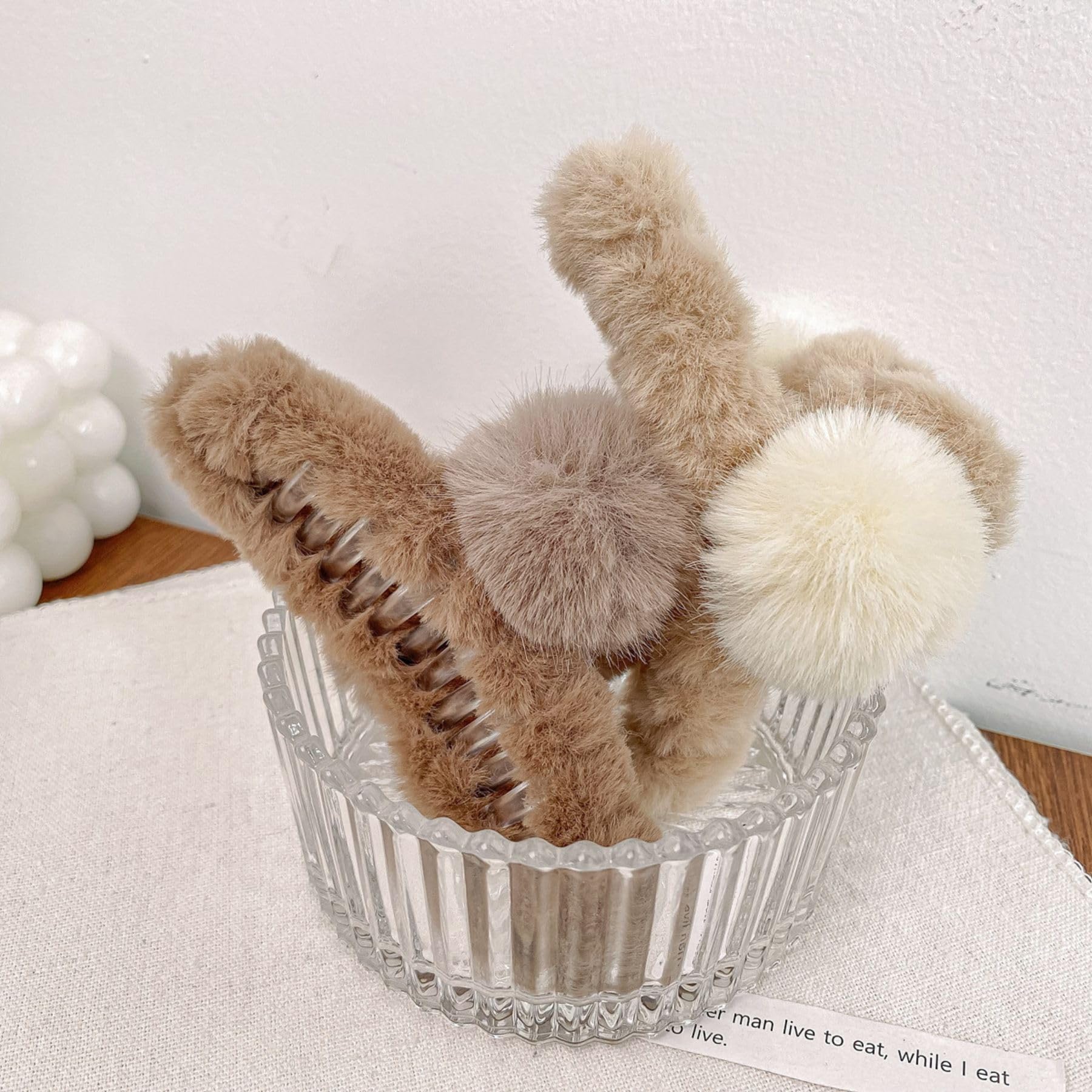 Faux Fur Brown Pom Trim Hair Accessory Amazon.com: Czsycdsf 5.9 main image 3