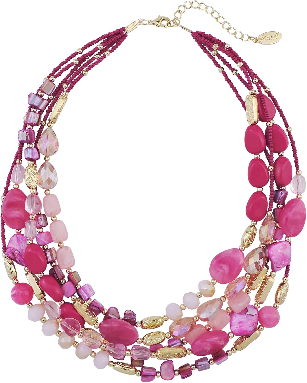 Bocar Multi Layer 5 Strand Statement Collar Beaded Necklace for Women Gift(NK-10376)