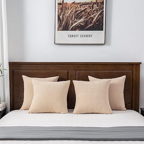 Miniatura 4 de Juego de 4 fundas de almohada cuadradas decorativas de 18 x 18 pulgadas, fundas de almohada de felpilla súper suave de otoño para sala de estar,