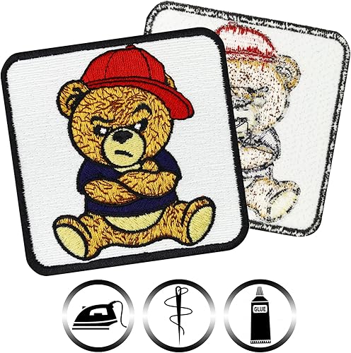 Miniatura 3 de Parche bordado de oso de peluche gruñón para coserplanchar - Emblema de juguete para niños, niñas, amantes de los osos de peluche, parches muy