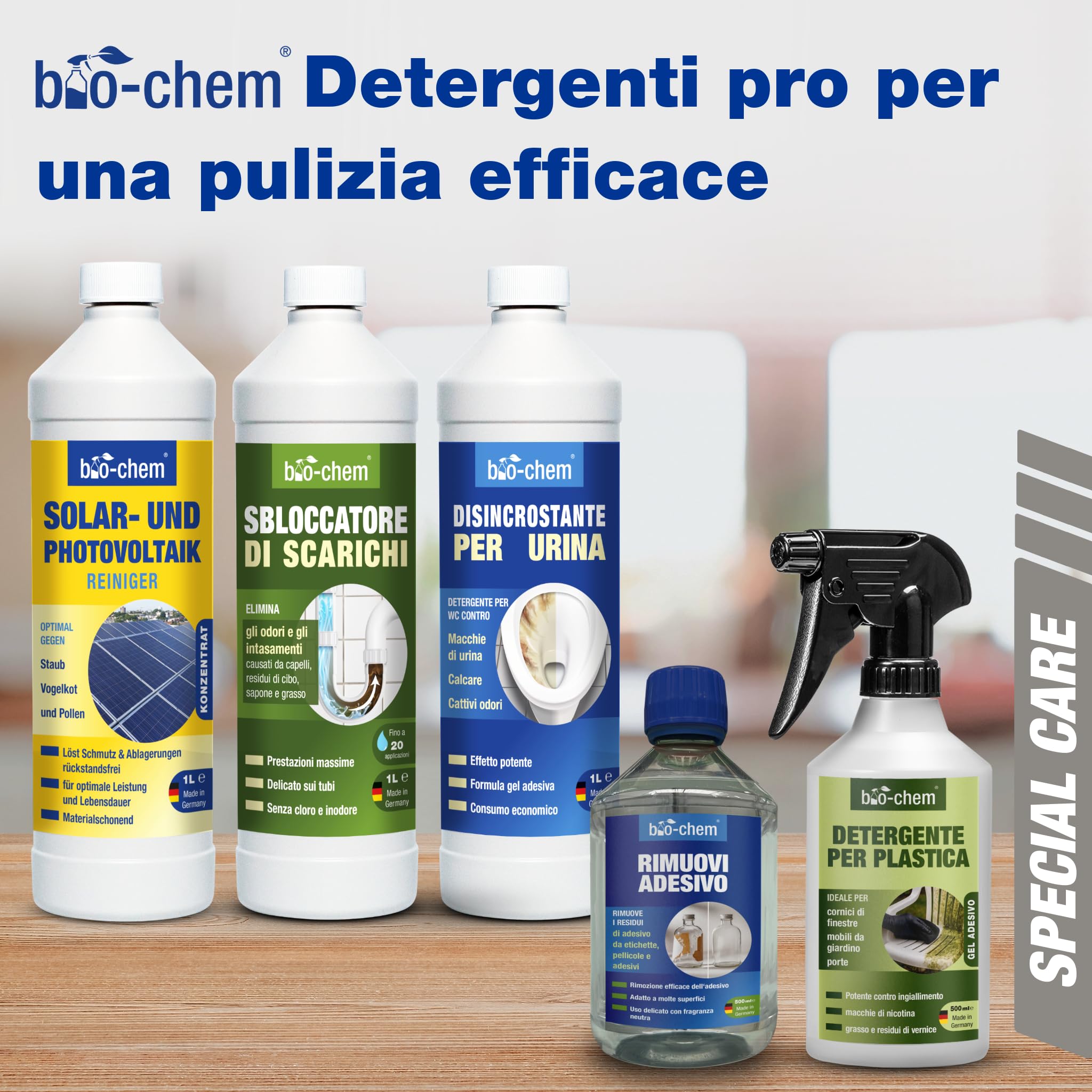 bio-chem Detergente per pannelli solari e fotovoltaici 5L | Diluibile fino a 1:20 – efficace in profondità e delicato sui materiali – Made in Germany