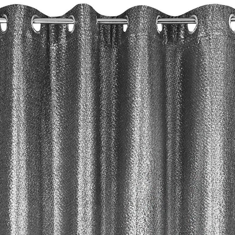 Eurofirany Rideau doré argenté avec Galon fronceur à œillets - Or argenté Noir Brillant (Argent Brillant, 140 x 250 cm - Rideau à œillets)
