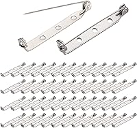 BEADNOVA 60pcs 1.5 Inch Silver Brooch Pin Backs - Durable Clasp Bar Pins for Crafts, Badges, Name Tags, Jewelry DIY
