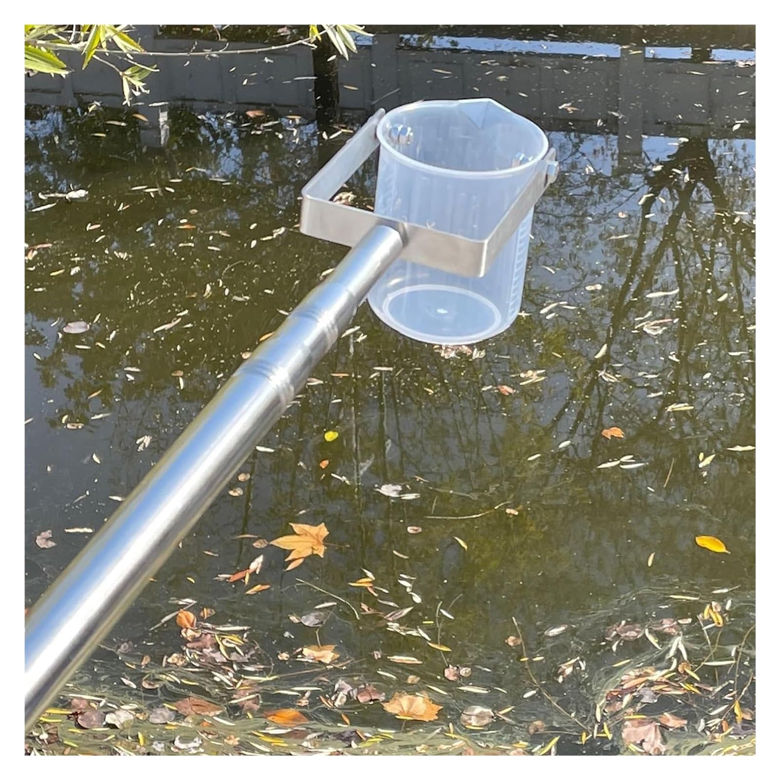 MZZKFC 304 Stainless Steel Water Sample Collection Pole, Telescopic Water Sampler with Pendulum Beaker, Liquid Dipper for Factory Wastewater/Pipeline/Rivers(2.8-6.6 ft/33.9-78.7 in)