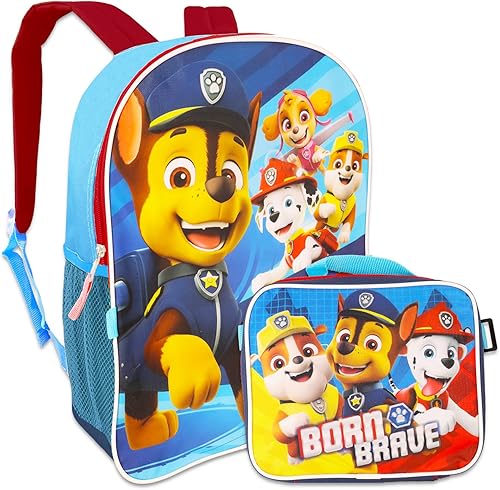 Miniatura 2 de Paw Patrol Juego de mochila y lonchera de 5 piezas, bolsa escolar de 16 pulgadas, bolsa de almuerzo, más de 200 reflejos, calcomanías, más Material