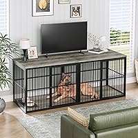Vista 13 de Mueble de jaula para perros XXL de 48" con 3 puertas, jaula de madera combinada para mascotas, perrera resistente de interior para perros medianos a