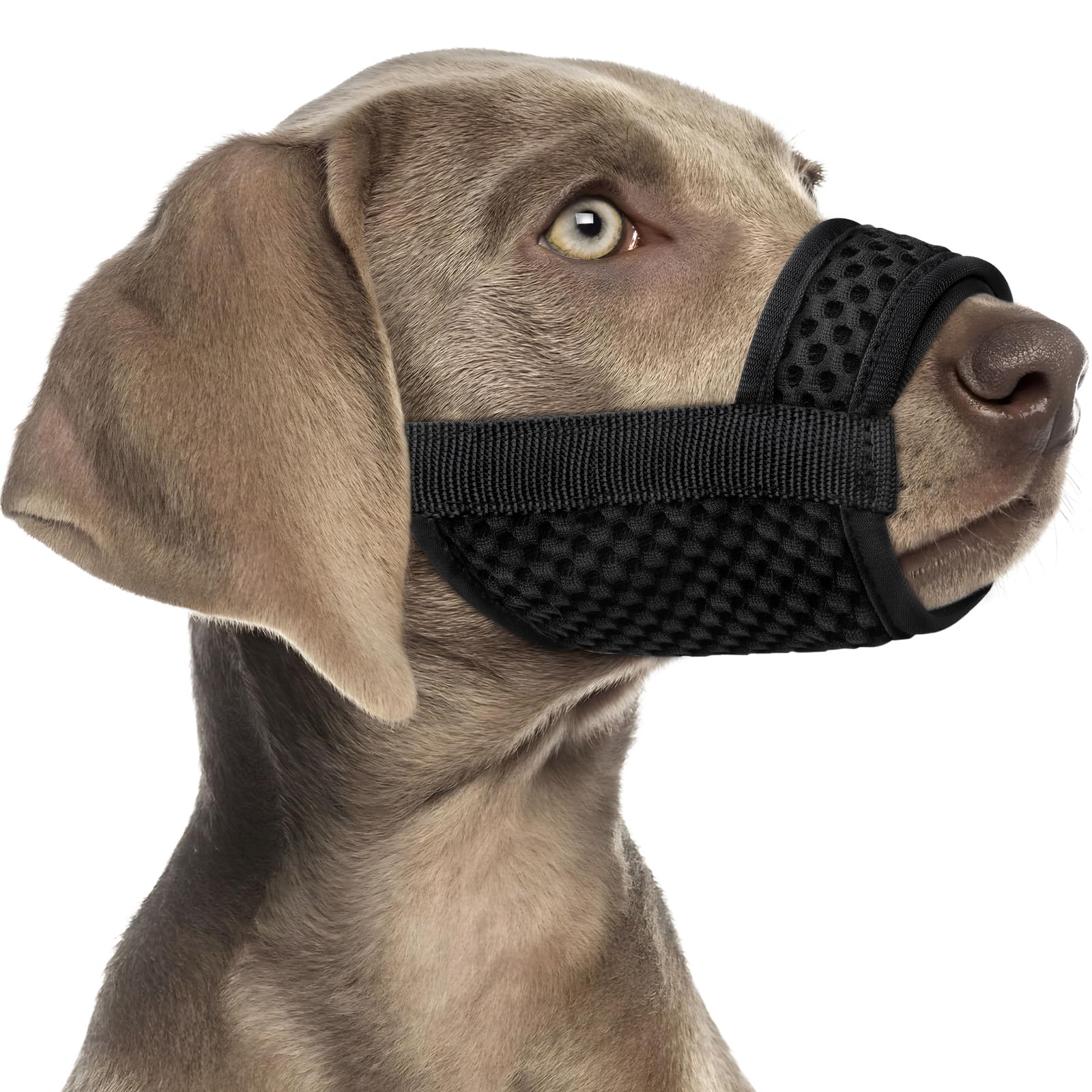 Mayerzon Dog Muzzle with Hook and Loop for Large Medium Small Dogs, Patented Soft Mesh Beagle Labrador Puppy Muzzles for Biting Chewing Grooming, Breathable, Adjustable, Allows Panting Drinking