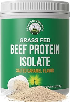 Grass Fed Beef Protein Powder - Lactose Free Great Tasting Beef Protein Isolate. Complete Animal Based Non Dairy Paleo Carnivore Supplement for Prime Muscle Building. No Whey. Salted Caramel Flavor