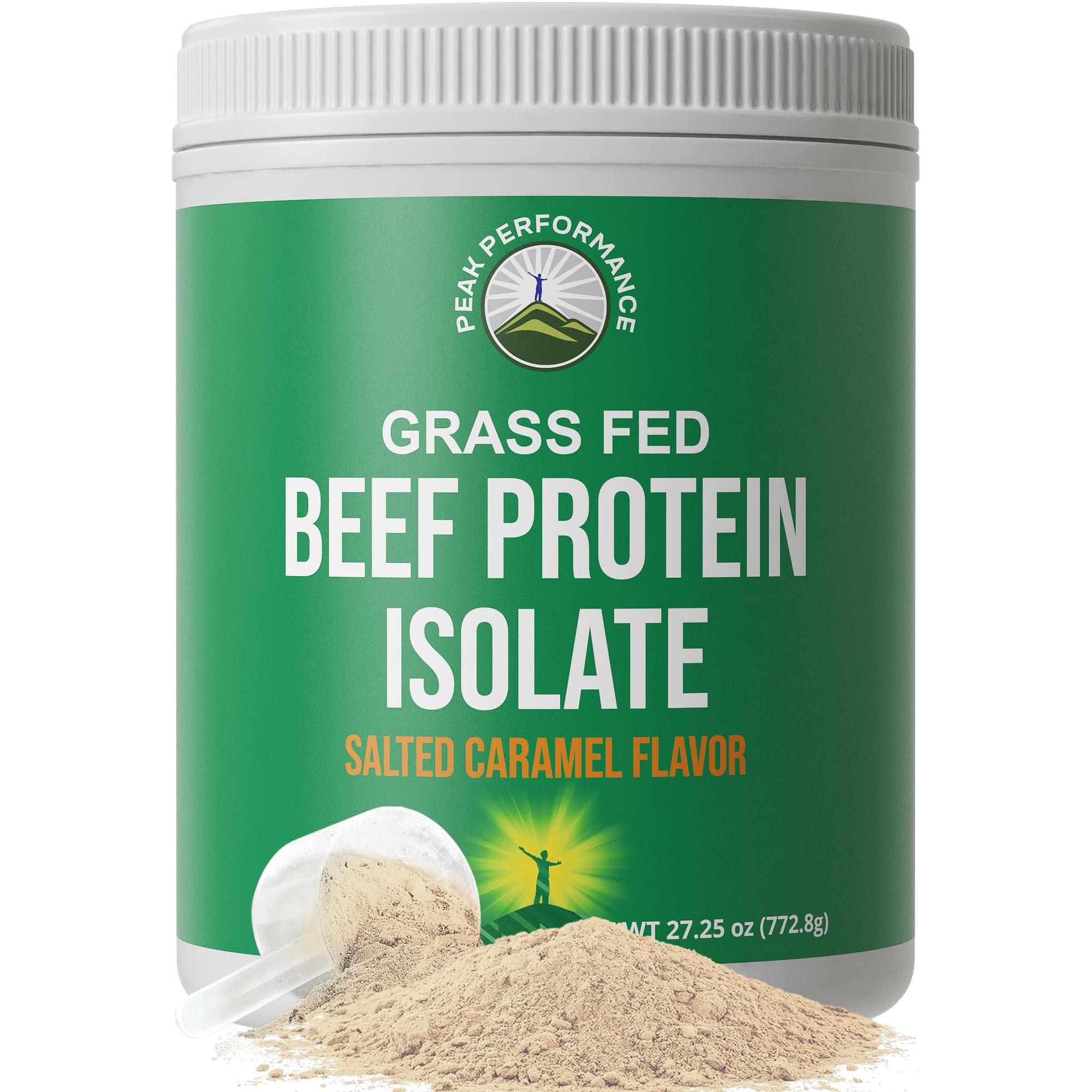 Grass Fed Beef Protein Powder - Lactose Free Great Tasting Beef Protein Isolate. Complete Animal Based Non Dairy Paleo Carnivore Supplement for Prime Muscle Building. No Whey. Salted Caramel Flavor