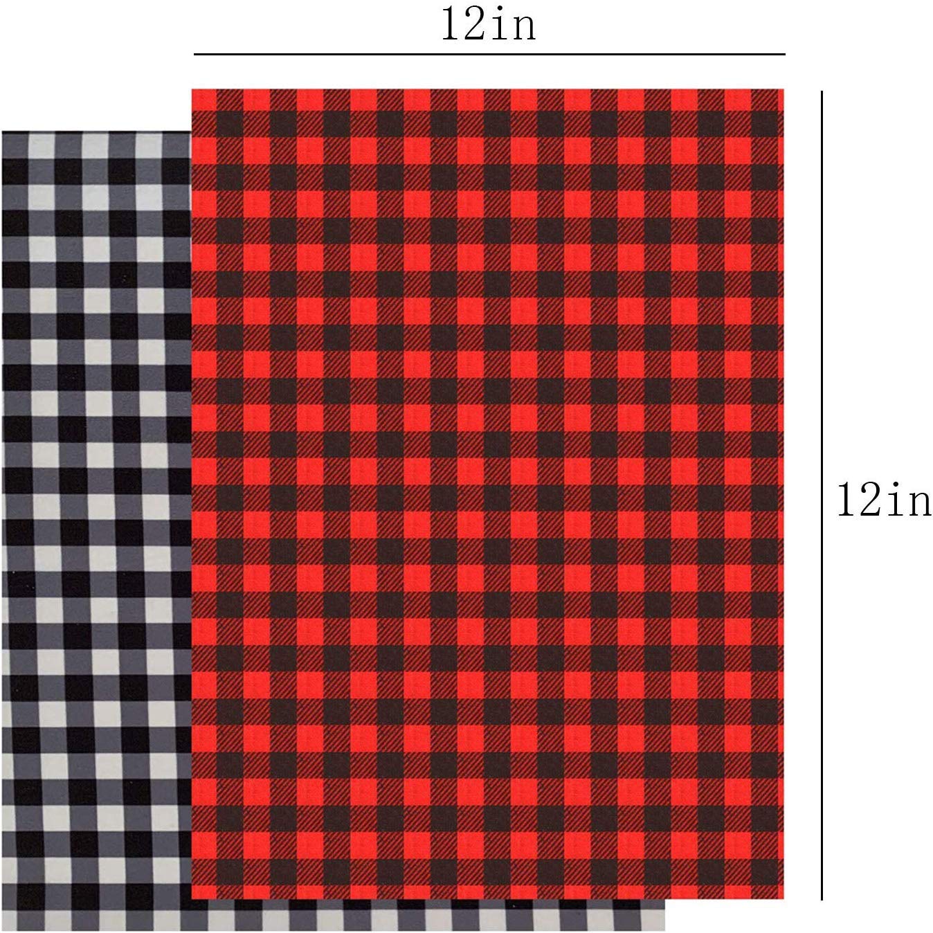2 Sheets Buffalo Plaid HTV Vinyl Sheet, 12" x 12"Self Adhesive Craft Printed Vinyl Sheets Cloth for Shirt and DIY Craft…