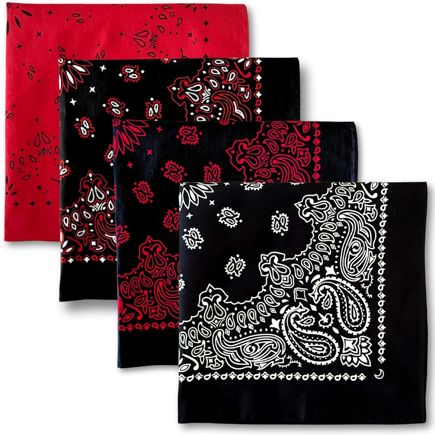 Premium Soft Cotton Bandanas Pack for Men and Women Paisley 22 x 22 inches