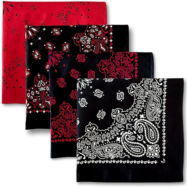Premium Soft Cotton Bandanas Pack for Men and Women Paisley 22 x 22 inches