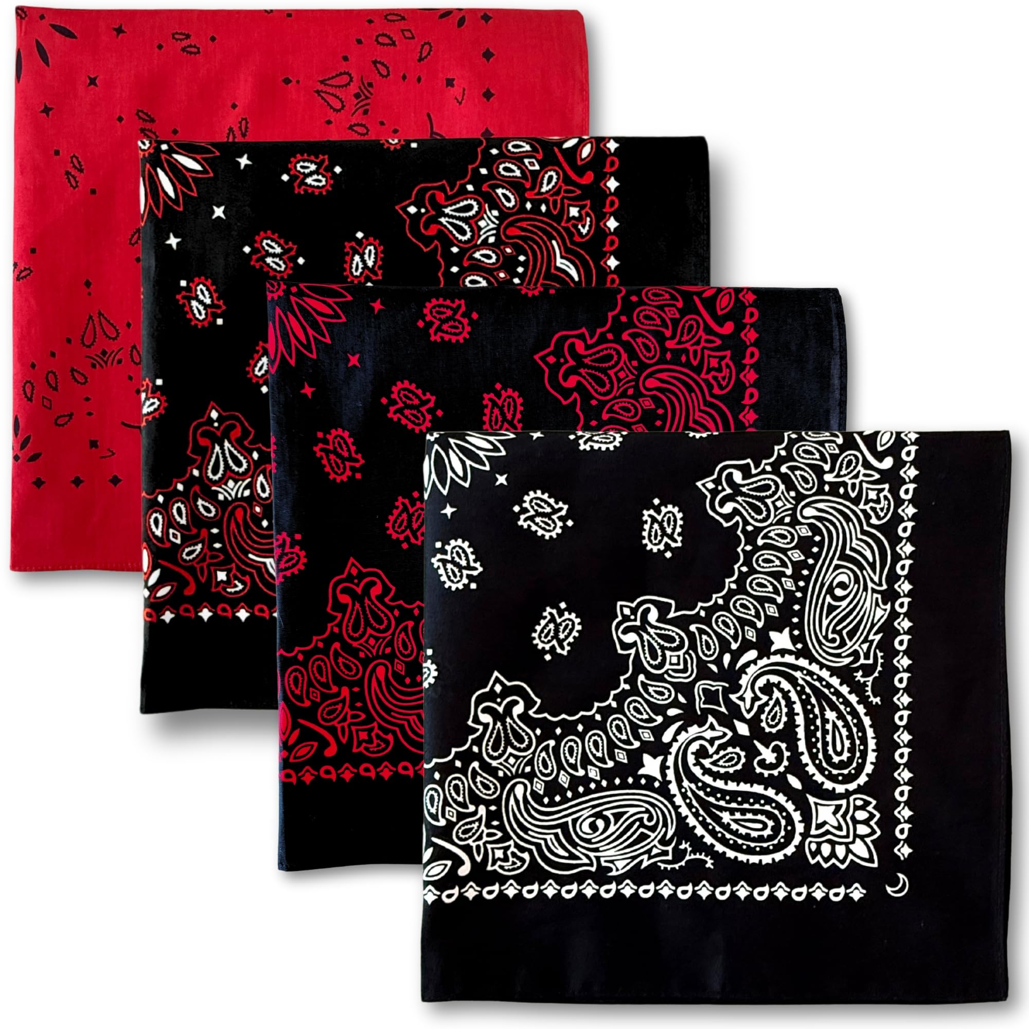 Premium Soft Cotton Designer Bandanas Pack for Men and Women 22 x 22 inches