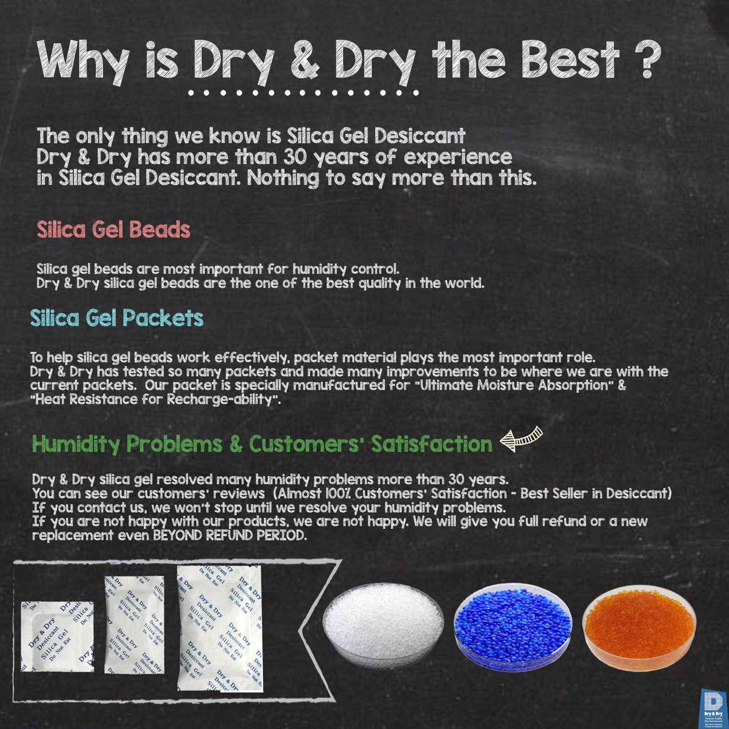 DRY&DRY Lot de 10 paquets de gel de silice déshumidificateurs déshydratants
