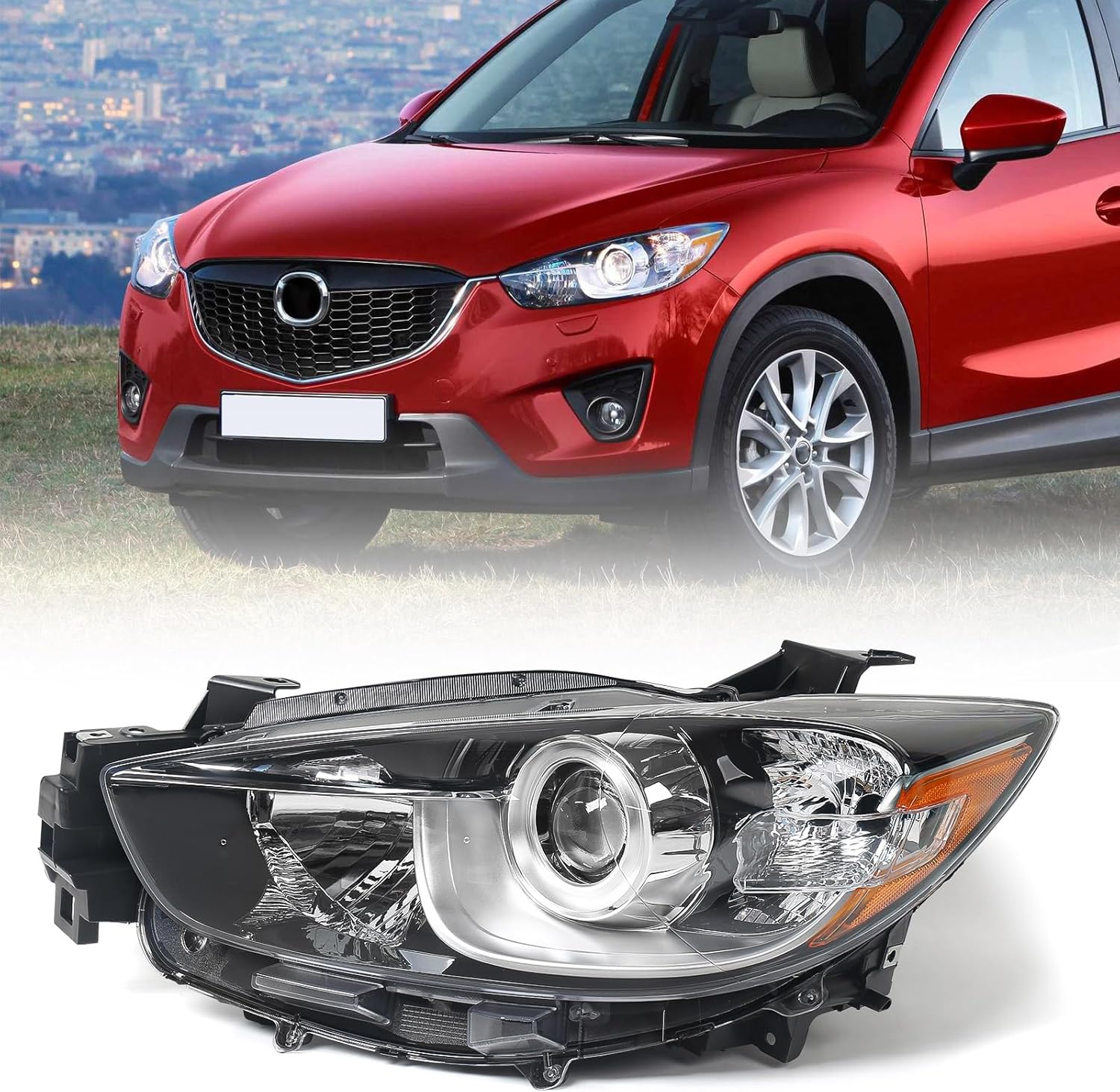 Huray Halogen Headlight Assembly for Mazda CX-5 CX5 2013 2014 2015 2016 LH Front Projector Headlamp OE Factory Replacement for MA2518146 Left Driver Side LH(Driver Side)
