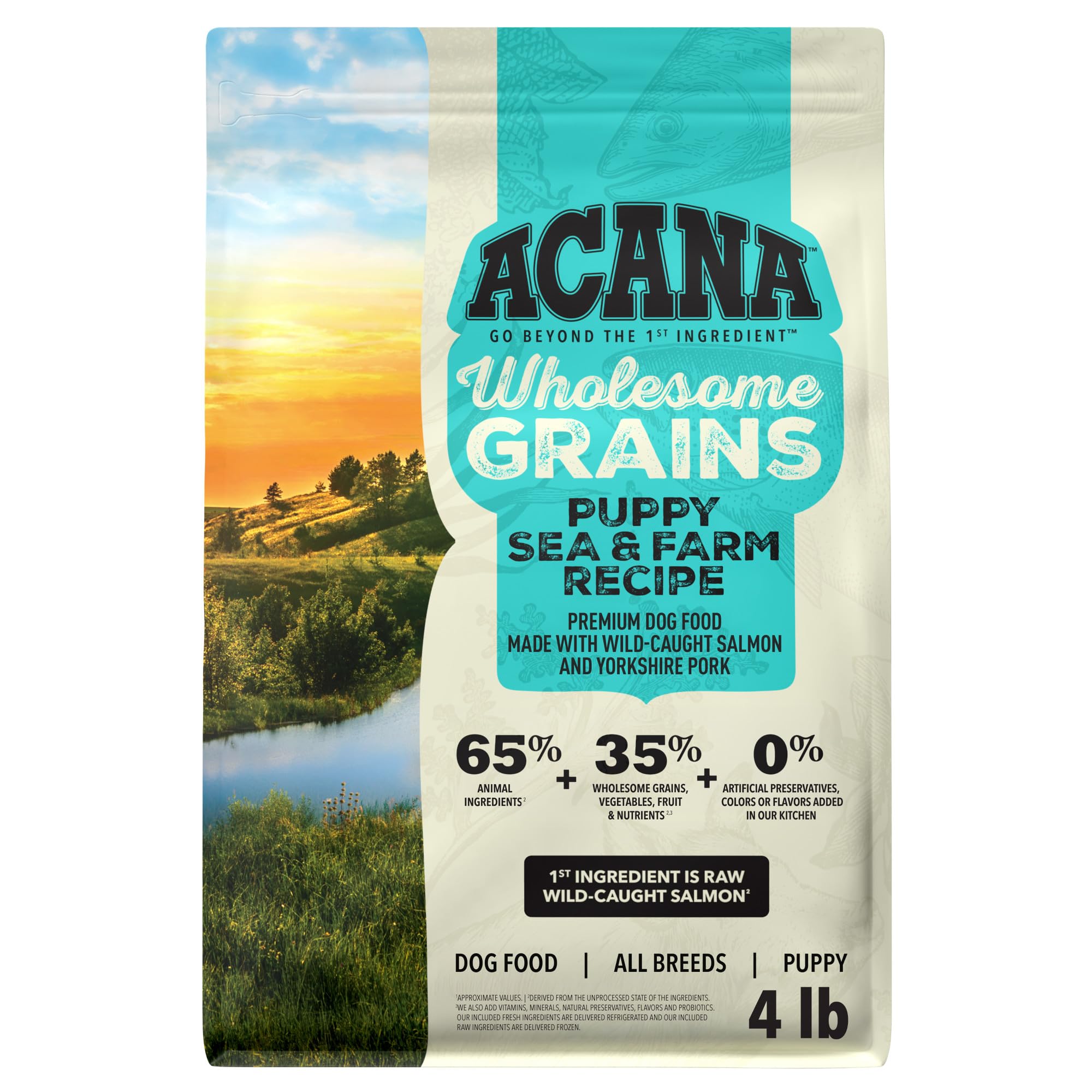 ACANA Wholesome Grains Dry Dog Food Puppy Sea &amp; Farm Recipe 4lb Bag