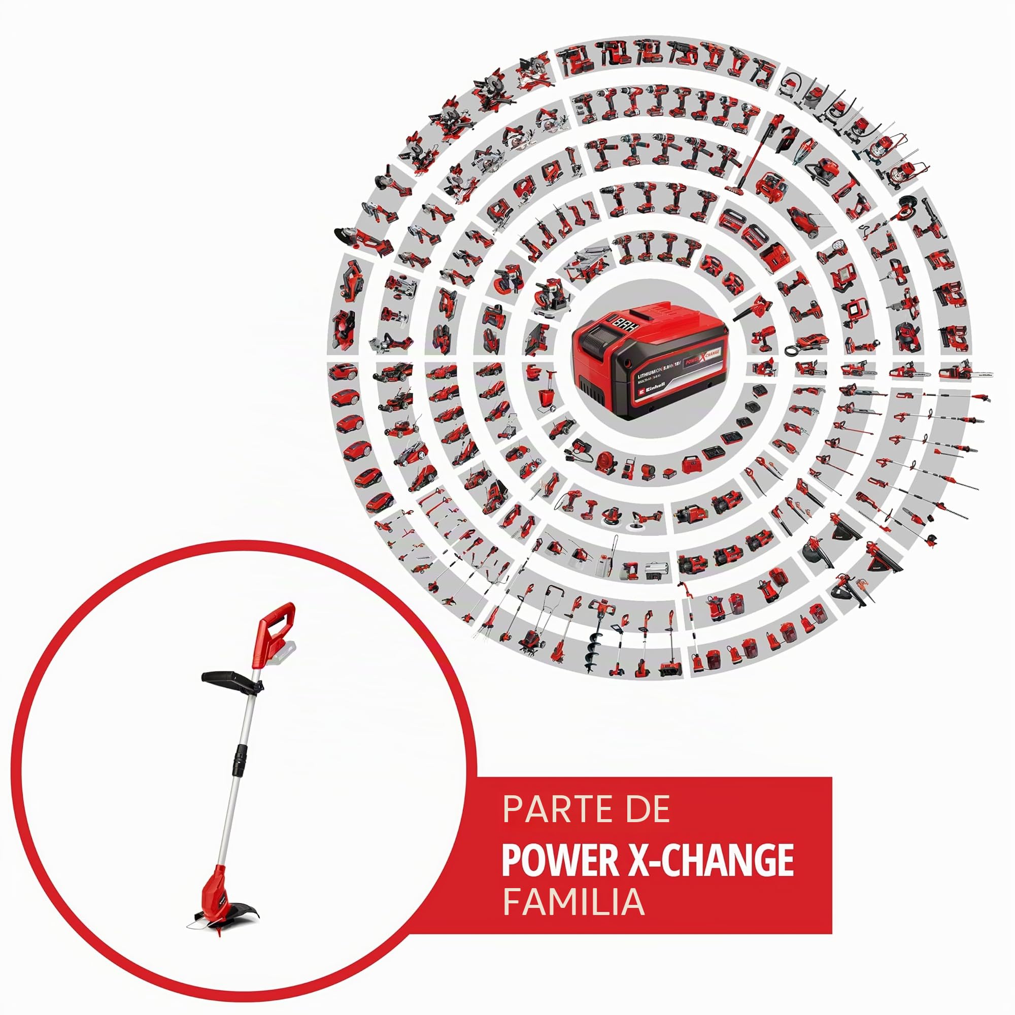 Einhell Cortabordes a batería - GC-CT 18/24 Li - Solo Power X-Change - Ligero y manejable, Mango Ajustable y Mango Adicional, Protector de Flores, Incluye 20 Cuchillas. Batería y Cargador aparte