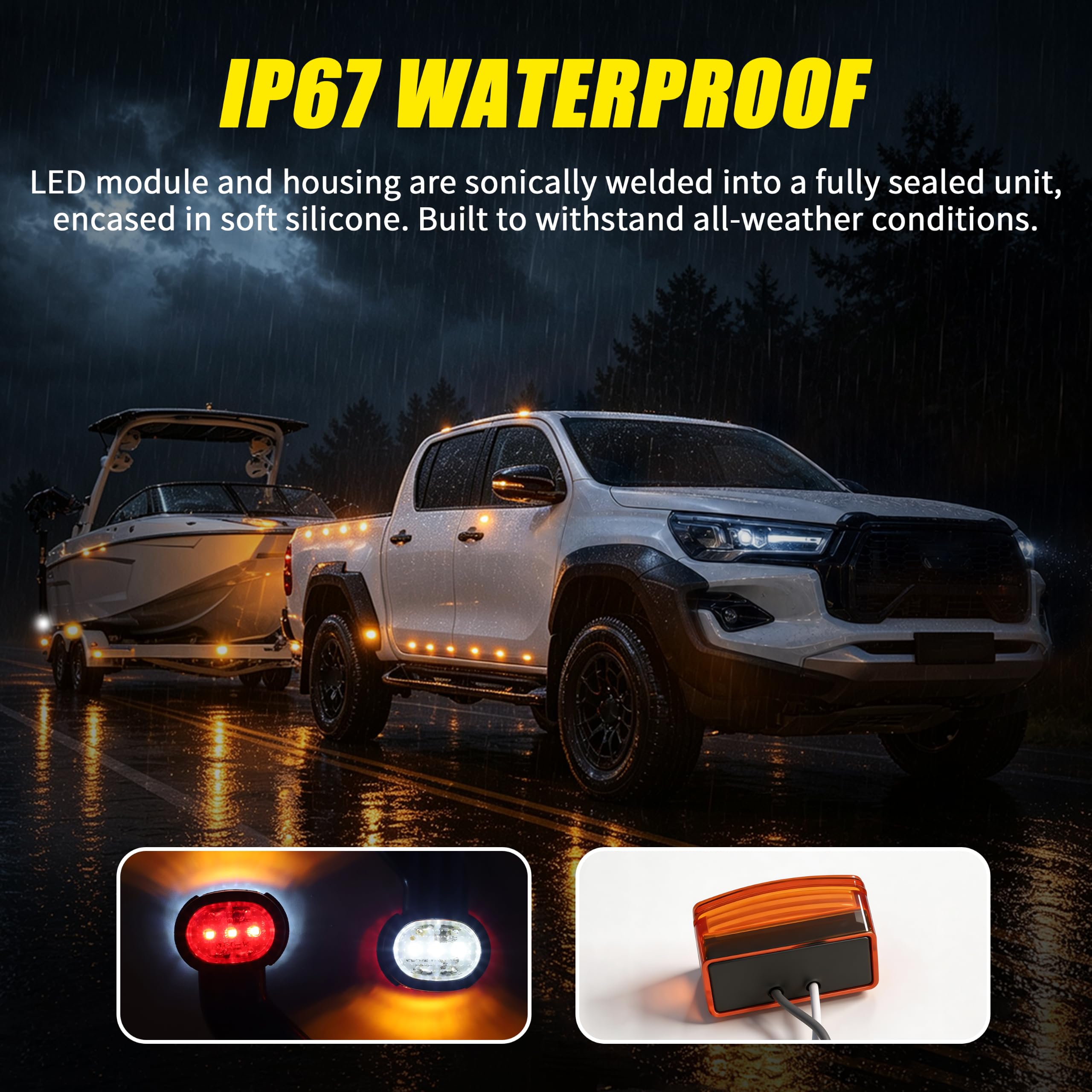 2 luces LED de gálibo 10-30 V, resistentes al agua IP67 con certificado E9, luces de posición laterales para remolques, camiones, caravanas